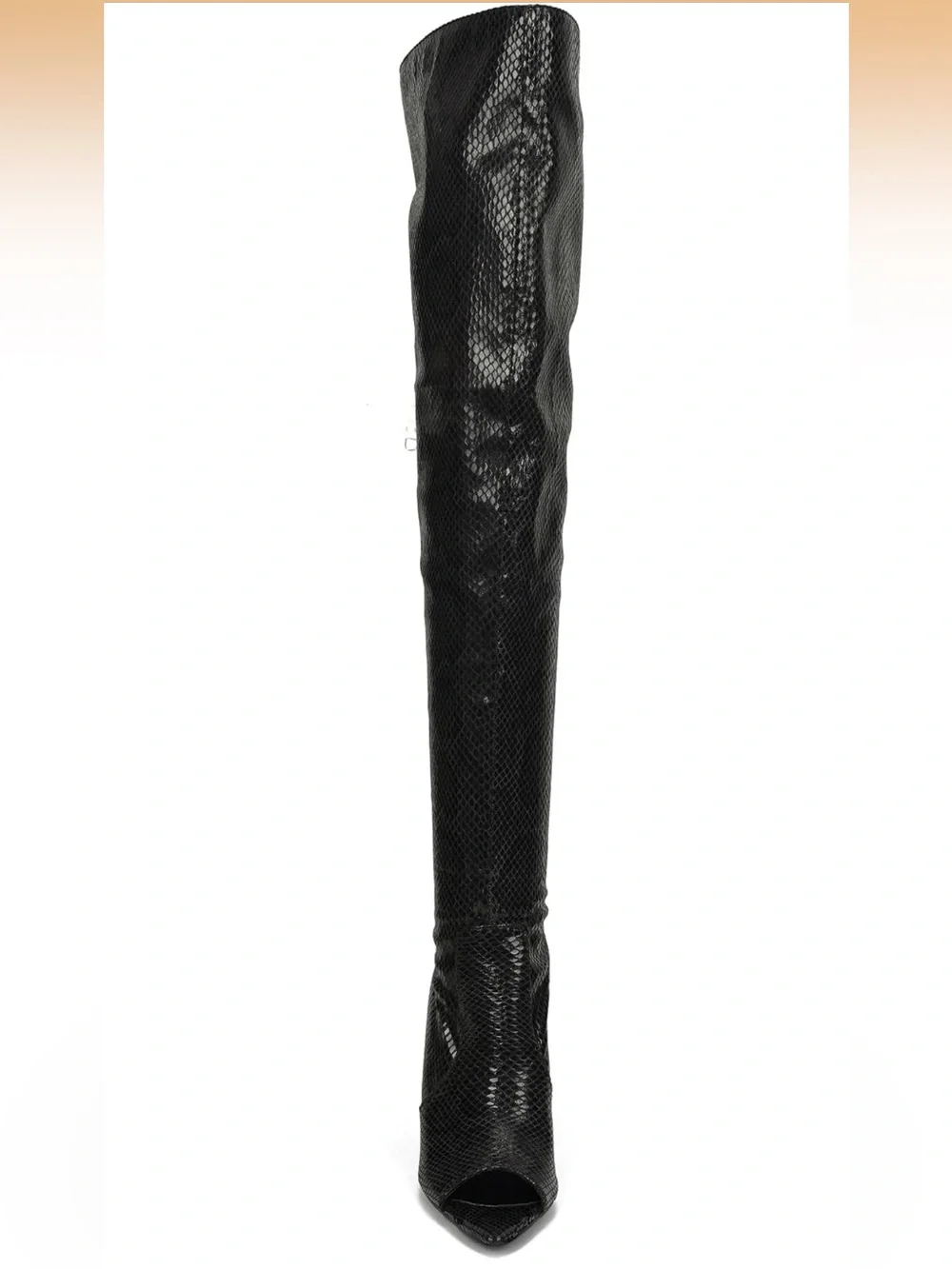 Cape Robbin Black Over-The-Knee Faux Snakeskin Stiletto Boots